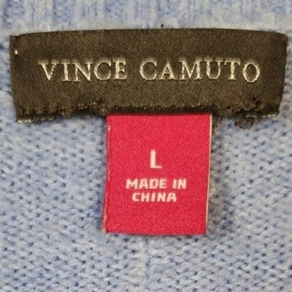 Vince Camuto‎ Sweater Women L Blue V-Neck Long Sleeve Pullover Knit Spring Work